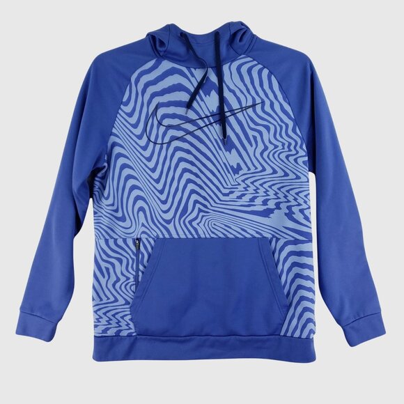 Nike Dri Fit Hoodie Swirl Zebra Print Zip Pocket Thermal Sweatshirt Mens M - Picture 1 of 10